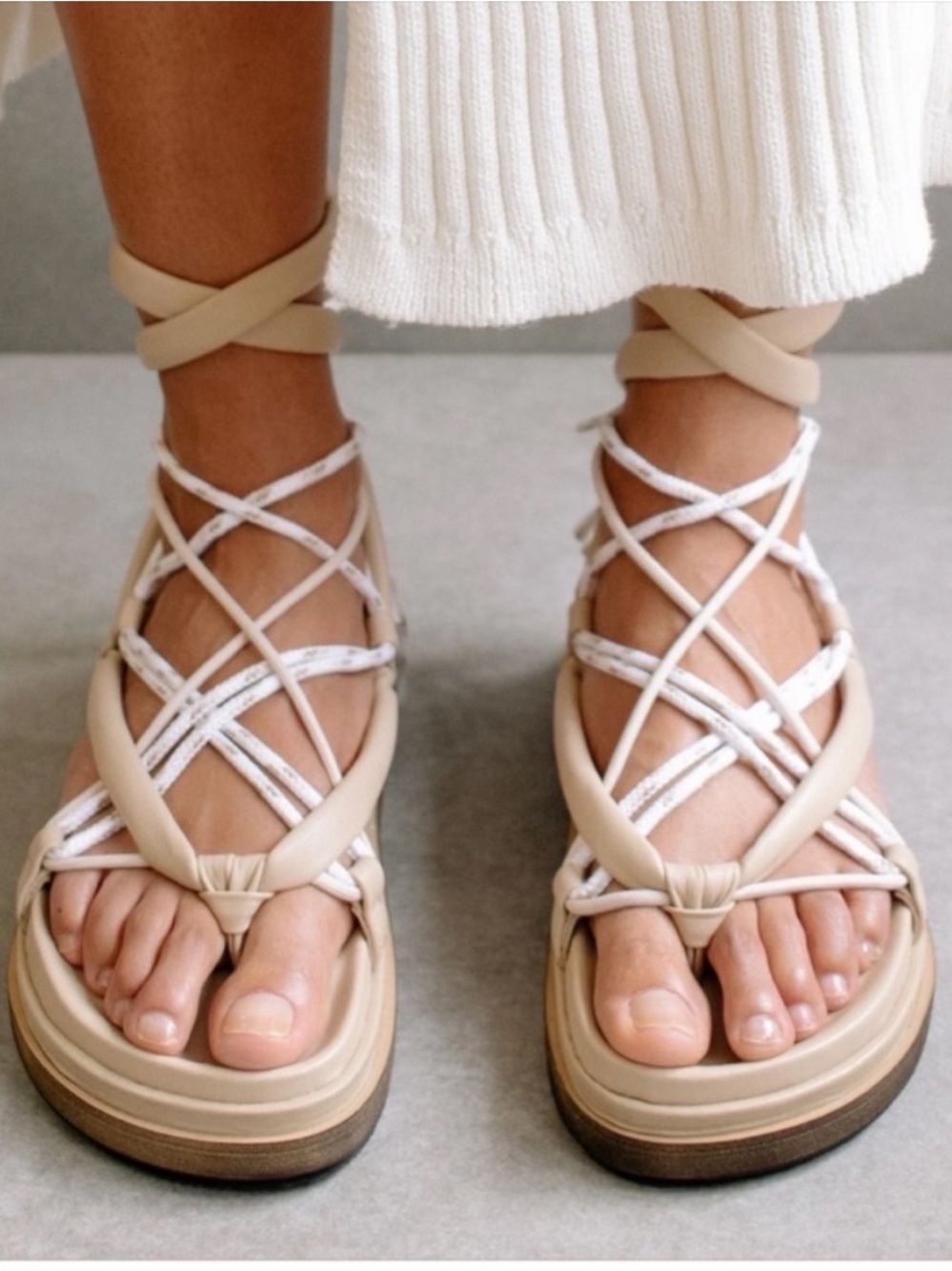 Alohas Jungle Stone & Beige Laced Up Sandal size - 41